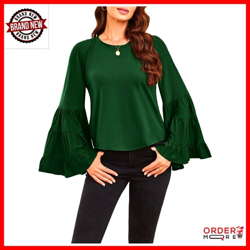 70s Western Flowy Bell Sleeve Blouse Boho Chic Retro Loose Fit Top